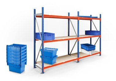 Regale für die Lagerung von Stapelboxen und Drehstapelbehälter