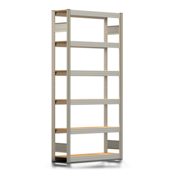 Archivregal mit Holzböden - Tiefenriegel - 6 Ebenen - 250 kg - 2.075 x 1.005 x 300 mm (HxBxT) - Grundregal - verzinkt - Steckregal BERT Archivregal mit Holzböden - Tiefenriegel - 6 Ebenen - 250 kg - 2.075 x 1.005 x 300 mm (HxBxT) - Grundregal - verzinkt - Steckregal BERT