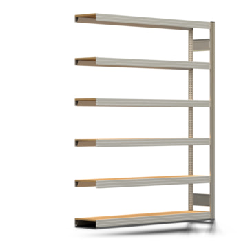 Archivregal mit Holzböden - Tiefenriegel - 6 Ebenen - 250 kg - 2.075 x 1.695 x 300 mm (HxBxT) - Anbauregal - verzinkt - Steckregal BERT Archivregal mit Holzböden - Tiefenriegel - 6 Ebenen - 250 kg - 2.075 x 1.695 x 300 mm (HxBxT) - Anbauregal - verzinkt - Steckregal BERT