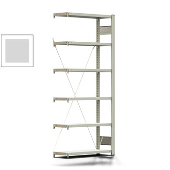 Büroregal mit Tiefenriegel - 150 kg - 2.000 x 875 x 300 mm - 6 Böden - 5 Ordnerebenen - Anbauregal - lichtgrau - Steckregal BERT Büroregal mit Tiefenriegel - 150 kg - 2.000 x 875 x 300 mm - 6 Böden - 5 Ordnerebenen - Anbauregal - lichtgrau - Steckregal BERT