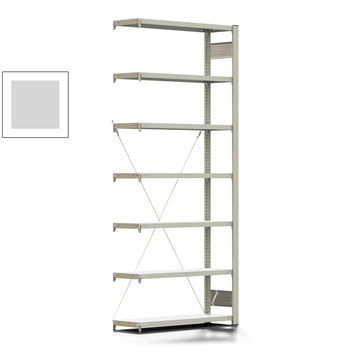 Büroregal mit Tiefenriegel - 150 kg - 2.325 x 1.005 x 300 mm - 7 Böden - 6 Ordnerebenen - Anbauregal - lichtgrau - Steckregal BERT Büroregal mit Tiefenriegel - 150 kg - 2.325 x 1.005 x 300 mm - 7 Böden - 6 Ordnerebenen - Anbauregal - lichtgrau - Steckregal BERT