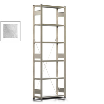 Fachbodenregal mit Tiefenriegel - 150 kg - 2.500 x 875 x 300 mm (HxBxT) - Grundregal - verzinkt - 6 Böden, Steckregal BERT Fachbodenregal mit Tiefenriegel - 150 kg - 2.500 x 875 x 300 mm (HxBxT) - Grundregal - verzinkt - 6 Böden, Steckregal BERT