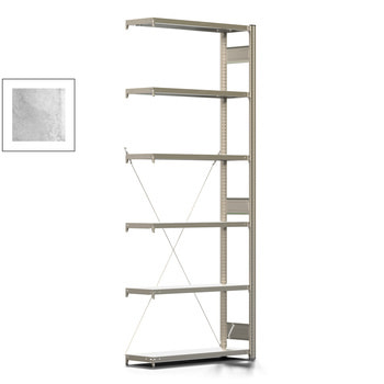 Fachbodenregal mit Tiefenriegel - 150 kg - 2.500 x 1.005 x 300 mm (HxBxT) - Anbauregal - verzinkt - 6 Böden, Steckregal BERT Fachbodenregal mit Tiefenriegel - 150 kg - 2.500 x 1.005 x 300 mm (HxBxT) - Anbauregal - verzinkt - 6 Böden, Steckregal BERT