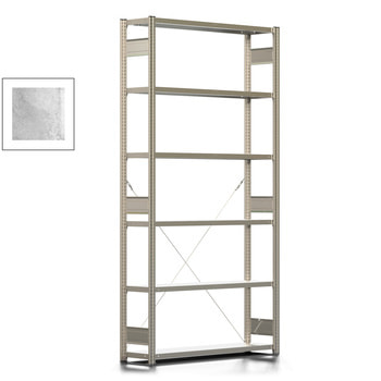 Fachbodenregal mit Tiefenriegel - 150 kg - 2.500 x 1.285 x 300 mm (HxBxT) - Grundregal - verzinkt - 6 Böden, Steckregal BERT Fachbodenregal mit Tiefenriegel - 150 kg - 2.500 x 1.285 x 300 mm (HxBxT) - Grundregal - verzinkt - 6 Böden, Steckregal BERT