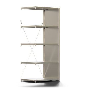Fachbodenregal mit Seitenwand - 150 kg - 2.000 x 875 x 600 mm (HxBxT) - Anbauregal - 5 Böden - verzinkt - Lagerregal - Steckregal - BERT Fachbodenregal mit Seitenwand - 150 kg - 2.000 x 875 x 600 mm (HxBxT) - Anbauregal - 5 Böden - verzinkt - Lagerregal - Steckregal - BERT