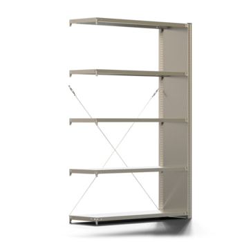 Fachbodenregal mit Seitenwand - 150 kg - 2.000 x 1.285 x 400 mm (HxBxT) - Anbauregal - 5 Böden - verzinkt - Lagerregal - Steckregal - BERT Fachbodenregal mit Seitenwand - 150 kg - 2.000 x 1.285 x 400 mm (HxBxT) - Anbauregal - 5 Böden - verzinkt - Lagerregal - Steckregal - BERT