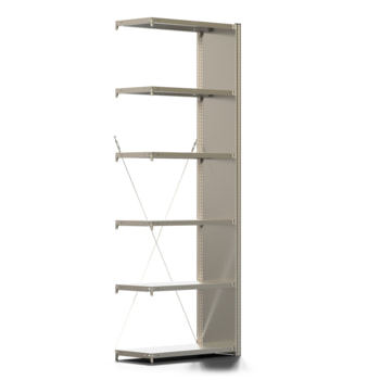 Fachbodenregal mit Seitenwand - 150 kg - 2.500 x 875 x 400 mm (HxBxT) - Anbauregal - 6 Böden - verzinkt - Lagerregal - Steckregal - BERT Fachbodenregal mit Seitenwand - 150 kg - 2.500 x 875 x 400 mm (HxBxT) - Anbauregal - 6 Böden - verzinkt - Lagerregal - Steckregal - BERT