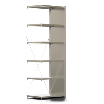 Fachbodenregal mit Seitenwand - 150 kg - 2.500 x 875 x 600 mm (HxBxT) - Anbauregal - 6 Böden - verzinkt - Lagerregal - Steckregal - BERT Fachbodenregal mit Seitenwand - 150 kg - 2.500 x 875 x 600 mm (HxBxT) - Anbauregal - 6 Böden - verzinkt - Lagerregal - Steckregal - BERT