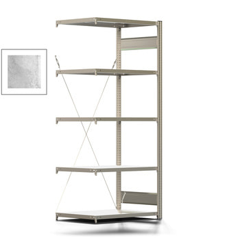 Fachbodenregal mit Tiefenriegel - 250 kg - 2.000 x 875 x 600 mm (HxBxT) - Anbauregal - verzinkt - Lagerregal - Steckregal - BERT Fachbodenregal mit Tiefenriegel - 250 kg - 2.000 x 875 x 600 mm (HxBxT) - Anbauregal - verzinkt - Lagerregal - Steckregal - BERT