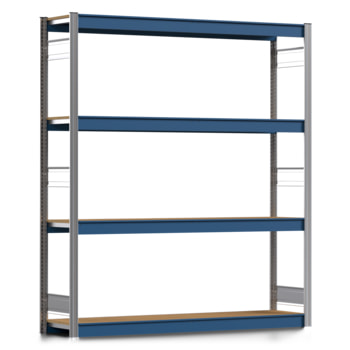 Weitspannregal EMIL - 2.000 x 1.750 x 400 mm (HxBxT) - Fachlast 400 kg - Holzböden - Lagerregal - Grundregal Weitspannregal EMIL - 2.000 x 1.750 x 400 mm (HxBxT) - Fachlast 400 kg - Holzböden - Lagerregal - Grundregal