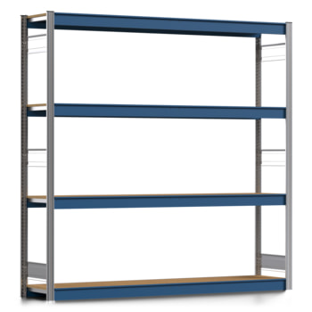 Weitspannregal EMIL - 2.000 x 2.010 x 400 mm (HxBxT) - Fachlast 400 kg - Holzböden - Lagerregal - Grundregal Weitspannregal EMIL - 2.000 x 2.010 x 400 mm (HxBxT) - Fachlast 400 kg - Holzböden - Lagerregal - Grundregal