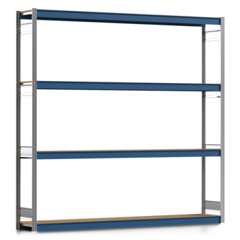 Weitspannregal EMIL - 2.500 x 2.570 x 400 mm (HxBxT) - Fachlast 400 kg - Holzböden - Lagerregal - Grundregal Weitspannregal EMIL - 2.500 x 2.570 x 400 mm (HxBxT) - Fachlast 400 kg - Holzböden - Lagerregal - Grundregal