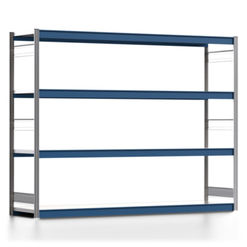 Weitspannregal EMIL - 2.000 x 2.570 x 600 mm (HxBxT) - Fachlast 400 kg - Grundregal - Stahlfachböden - Lagerregal Weitspannregal EMIL - 2.000 x 2.570 x 600 mm (HxBxT) - Fachlast 400 kg - Grundregal - Stahlfachböden - Lagerregal