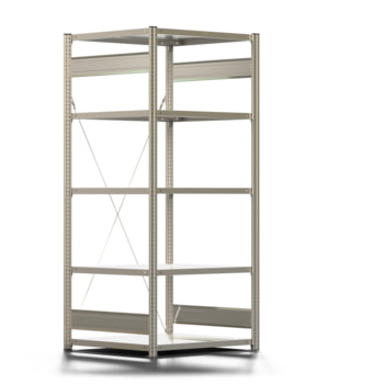 Fachbodenregal mit Tiefenriegel - 250 kg - 2.000 x 875 x 800 mm (HxBxT) - Grundregal - verzinkt - Lagerregal - Steckregal - BERT Fachbodenregal mit Tiefenriegel - 250 kg - 2.000 x 875 x 800 mm (HxBxT) - Grundregal - verzinkt - Lagerregal - Steckregal - BERT
