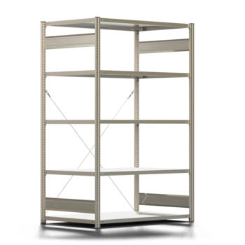 Fachbodenregal mit Tiefenriegel - 250 kg - 2.000 x 1.285 x 800 mm (HxBxT) - Grundregal - verzinkt - Lagerregal - Steckregal - BERT Fachbodenregal mit Tiefenriegel - 250 kg - 2.000 x 1.285 x 800 mm (HxBxT) - Grundregal - verzinkt - Lagerregal - Steckregal - BERT