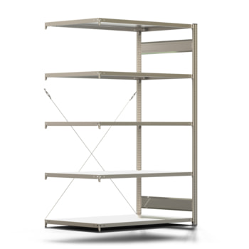 Fachbodenregal mit Tiefenriegel - 250 kg - 2.000 x 1.285 x 800 mm (HxBxT) - Anbauregal - verzinkt - Lagerregal - Steckregal - BERT Fachbodenregal mit Tiefenriegel - 250 kg - 2.000 x 1.285 x 800 mm (HxBxT) - Anbauregal - verzinkt - Lagerregal - Steckregal - BERT
