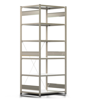 Fachbodenregal mit Tiefenriegel - 250 kg - 2.500 x 1.005 x 800 mm (HxBxT) - Grundregal - verzinkt - Lagerregal - Steckregal - BERT Fachbodenregal mit Tiefenriegel - 250 kg - 2.500 x 1.005 x 800 mm (HxBxT) - Grundregal - verzinkt - Lagerregal - Steckregal - BERT