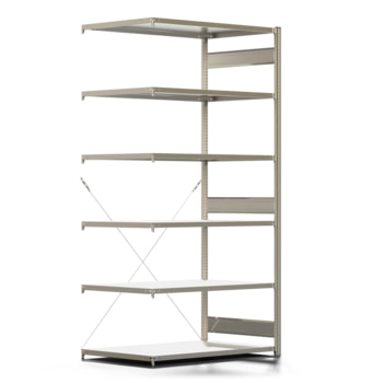 Fachbodenregal mit Tiefenriegel - 250 kg - 2.500 x 1.285 x 800 mm (HxBxT) - Anbauregal - verzinkt - Lagerregal - Steckregal - BERT Fachbodenregal mit Tiefenriegel - 250 kg - 2.500 x 1.285 x 800 mm (HxBxT) - Anbauregal - verzinkt - Lagerregal - Steckregal - BERT