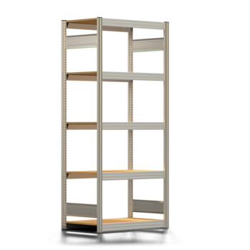 Fachbodenregal mit Tiefenriegel - 350 kg - 2.000 x 875 x 500 mm (HxBxT) - Grundregal - verzinkt - 5 Holzböden - Lagerregal - Steckregal BERT Fachbodenregal mit Tiefenriegel - 350 kg - 2.000 x 875 x 500 mm (HxBxT) - Grundregal - verzinkt - 5 Holzböden - Lagerregal - Steckregal BERT