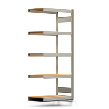 Fachbodenregal mit Tiefenriegel - 350 kg - 2.000 x 875 x 500 mm (HxBxT) - Anbauregal - verzinkt - 5 Holzböden - Lagerregal - Steckregal BERT Fachbodenregal mit Tiefenriegel - 350 kg - 2.000 x 875 x 500 mm (HxBxT) - Anbauregal - verzinkt - 5 Holzböden - Lagerregal - Steckregal BERT