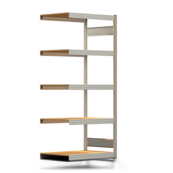 Fachbodenregal mit Tiefenriegel - 350 kg - 2.000 x 875 x 600 mm (HxBxT) - Anbauregal - verzinkt - 5 Holzböden - Lagerregal - Steckregal BERT Fachbodenregal mit Tiefenriegel - 350 kg - 2.000 x 875 x 600 mm (HxBxT) - Anbauregal - verzinkt - 5 Holzböden - Lagerregal - Steckregal BERT