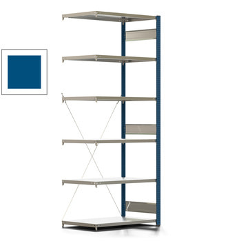 Fachbodenregal mit Tiefenriegel - 150 kg - 2.500 x 1.005 x 600 mm (HxBxT) - Anbauregal - Rahmen enzianblau - Böden verzinkt, Steckregal BERT Fachbodenregal mit Tiefenriegel - 150 kg - 2.500 x 1.005 x 600 mm (HxBxT) - Anbauregal - Rahmen enzianblau - Böden verzinkt, Steckregal BERT