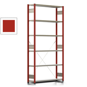 Fachbodenregal mit Tiefenriegel - 150 kg - 2.500 x 1.285 x 300 mm (HxBxT) - Grundregal - Rahmen feuerrot - Böden verzinkt, Steckregal BERT Fachbodenregal mit Tiefenriegel - 150 kg - 2.500 x 1.285 x 300 mm (HxBxT) - Grundregal - Rahmen feuerrot - Böden verzinkt, Steckregal BERT