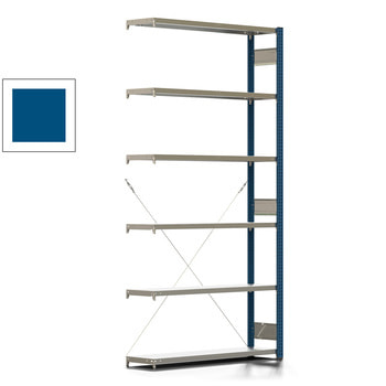Fachbodenregal mit Tiefenriegel - 150 kg - 2.500 x 1.285 x 300 mm (HxBxT) - Anbauregal - Rahmen enzianblau - Böden verzinkt, Steckregal BERT Fachbodenregal mit Tiefenriegel - 150 kg - 2.500 x 1.285 x 300 mm (HxBxT) - Anbauregal - Rahmen enzianblau - Böden verzinkt, Steckregal BERT