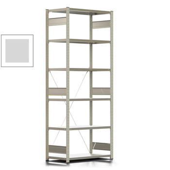 Fachbodenregal mit Tiefenriegel - 250 kg - 2.500 x 1.005 x 500 mm (HxBxT) - Grundregal - Rahmen lichtgrau - Böden verzinkt - Steckregal Fachbodenregal mit Tiefenriegel - 250 kg - 2.500 x 1.005 x 500 mm (HxBxT) - Grundregal - Rahmen lichtgrau - Böden verzinkt - Steckregal