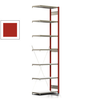 Fachbodenregal mit Tiefenriegel - 250 kg - 3.000 x 875 x 400 mm (HxBxT) - Anbauregal - Rahmen feuerrot - Böden verzinkt, Steckregal BERT Fachbodenregal mit Tiefenriegel - 250 kg - 3.000 x 875 x 400 mm (HxBxT) - Anbauregal - Rahmen feuerrot - Böden verzinkt, Steckregal BERT
