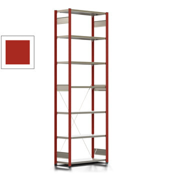Fachbodenregal mit Tiefenriegel - 250 kg - 3.000 x 1.005 x 400 mm (HxBxT) - Grundregal - Rahmen feuerrot - Böden verzinkt, Steckregal BERT Fachbodenregal mit Tiefenriegel - 250 kg - 3.000 x 1.005 x 400 mm (HxBxT) - Grundregal - Rahmen feuerrot - Böden verzinkt, Steckregal BERT