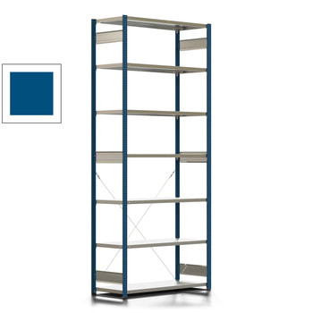 Fachbodenregal mit Tiefenriegel - 250 kg - 3.000 x 1.285 x 500 mm (HxBxT) - Grundregal - Rahmen enzianblau - Böden verzinkt, Steckregal BERT Fachbodenregal mit Tiefenriegel - 250 kg - 3.000 x 1.285 x 500 mm (HxBxT) - Grundregal - Rahmen enzianblau - Böden verzinkt, Steckregal BERT