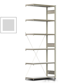 Fachbodenregal mit Tiefenriegel - 350 kg - 2.500 x 1.005 x 426 mm (HxBxT) - Anbauregal - 6 Böden - lichtgrau - Lagerregal - Steckregal BERT Fachbodenregal mit Tiefenriegel - 350 kg - 2.500 x 1.005 x 426 mm (HxBxT) - Anbauregal - 6 Böden - lichtgrau - Lagerregal - Steckregal BERT