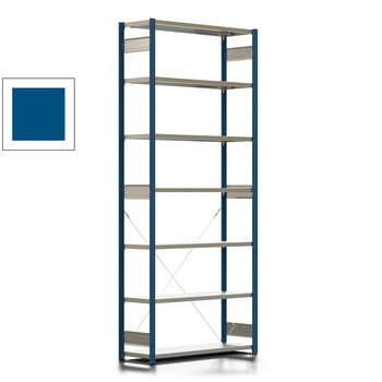 Fachbodenregal mit Tiefenriegel - 250 kg - 3.000 x 1.285 x 400 mm (HxBxT) - Grundregal - Rahmen enzianblau - Böden verzinkt, Steckregal BERT Fachbodenregal mit Tiefenriegel - 250 kg - 3.000 x 1.285 x 400 mm (HxBxT) - Grundregal - Rahmen enzianblau - Böden verzinkt, Steckregal BERT