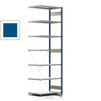 Fachbodenregal mit Tiefenriegel - 250 kg - 3.000 x 1.005 x 600 mm (HxBxT) - Anbauregal - Rahmen enzianblau - Böden verzinkt, Steckregal BERT Fachbodenregal mit Tiefenriegel - 250 kg - 3.000 x 1.005 x 600 mm (HxBxT) - Anbauregal - Rahmen enzianblau - Böden verzinkt, Steckregal BERT