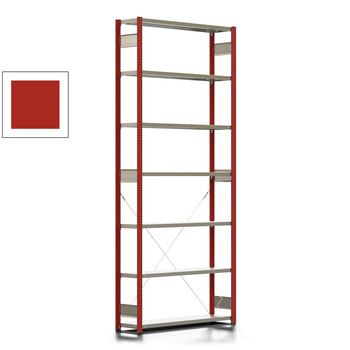 Fachbodenregal mit Tiefenriegel - 250 kg - 3.000 x 1.285 x 300 mm (HxBxT) - Grundregal - Rahmen feuerrot - Böden verzinkt, Steckregal BERT Fachbodenregal mit Tiefenriegel - 250 kg - 3.000 x 1.285 x 300 mm (HxBxT) - Grundregal - Rahmen feuerrot - Böden verzinkt, Steckregal BERT