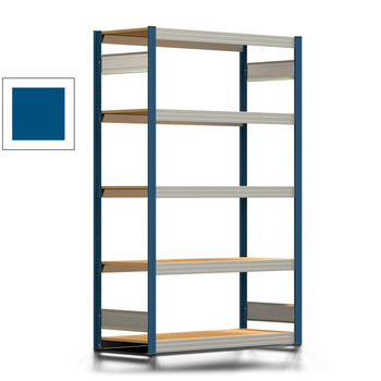 Fachbodenregal Tiefenriegel - 250 kg - 2.000 x 1.285 x 500 mm (HxBxT) - Grundregal - enzianblau - 5 Holzböden - Lagerregal - Steckregal BERT Fachbodenregal Tiefenriegel - 250 kg - 2.000 x 1.285 x 500 mm (HxBxT) - Grundregal - enzianblau - 5 Holzböden - Lagerregal - Steckregal BERT
