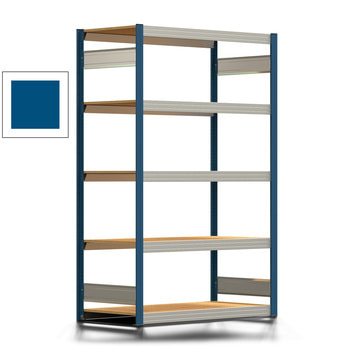 Fachbodenregal Tiefenriegel - 250 kg - 2.000 x 1.285 x 600 mm (HxBxT) - Grundregal - enzianblau - 5 Holzböden - Lagerregal - Steckregal BERT Fachbodenregal Tiefenriegel - 250 kg - 2.000 x 1.285 x 600 mm (HxBxT) - Grundregal - enzianblau - 5 Holzböden - Lagerregal - Steckregal BERT