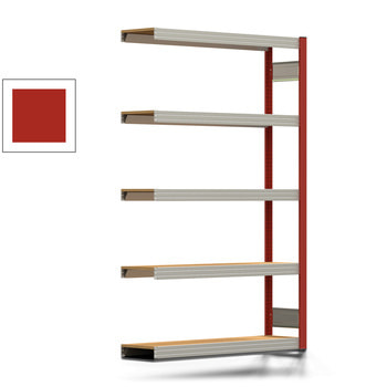 Fachbodenregal Tiefenriegel - 250 kg - 2.000 x 1.285 x 300 mm (HxBxT) - Anbauregal - feuerrot - 5 Holzböden - Lagerregal - Steckregal BERT