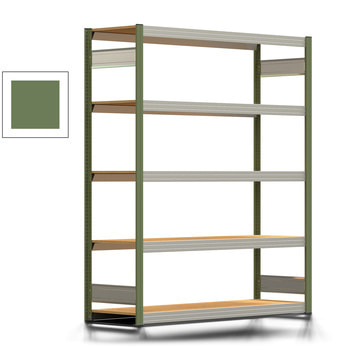 Fachbodenregal Tiefenriegel - 250 kg - 2.000 x 1.695 x 500 mm (HxBxT) - Grundregal - resedagrün - 5 Holzböden - Lagerregal - Steckregal BERT Fachbodenregal Tiefenriegel - 250 kg - 2.000 x 1.695 x 500 mm (HxBxT) - Grundregal - resedagrün - 5 Holzböden - Lagerregal - Steckregal BERT