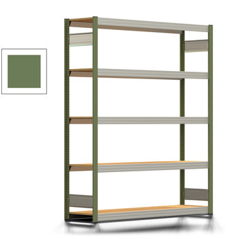 Fachbodenregal Tiefenriegel - 250 kg - 2.000 x 1.695 x 400 mm (HxBxT) - Grundregal - resedagrün - 5 Holzböden - Lagerregal - Steckregal BERT Fachbodenregal Tiefenriegel - 250 kg - 2.000 x 1.695 x 400 mm (HxBxT) - Grundregal - resedagrün - 5 Holzböden - Lagerregal - Steckregal BERT