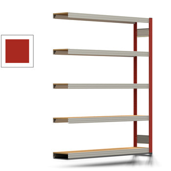 Fachbodenregal Tiefenriegel - 250 kg - 2.000 x 1.695 x 300 mm (HxBxT) - Anbauregal - feuerrot - 5 Holzböden - Lagerregal - Steckregal BERT Anbauregal | RAL 3000 Feuerrot