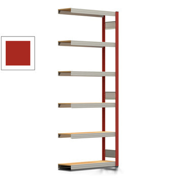 Fachbodenregal Tiefenriegel - 250 kg - 2.500 x 1.005 x 300 mm (HxBxT) - Anbauregal - feuerrot - 6 Holzböden - Lagerregal - Steckregal BERT
