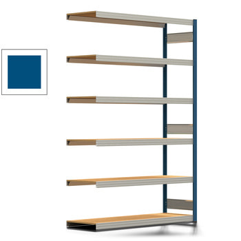 Fachbodenregal Tiefenriegel - 250 kg - 2.500 x 1.695 x 500 mm (HxBxT) - Anbauregal - enzianblau - 6 Holzböden - Lagerregal - Steckregal BERT Anbauregal | RAL 5010 Enzianblau