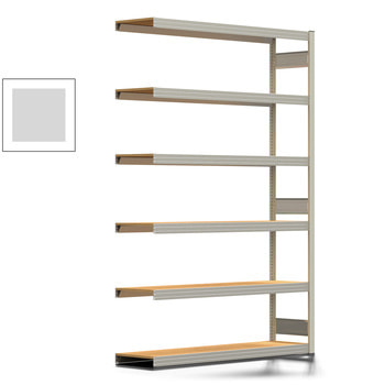 Fachbodenregal Tiefenriegel - 250 kg - 2.500 x 1.695 x 400 mm (HxBxT) - Anbauregal - lichtgrau - 6 Holzböden - Lagerregal - Steckregal BERT Fachbodenregal Tiefenriegel - 250 kg - 2.500 x 1.695 x 400 mm (HxBxT) - Anbauregal - lichtgrau - 6 Holzböden - Lagerregal - Steckregal BERT