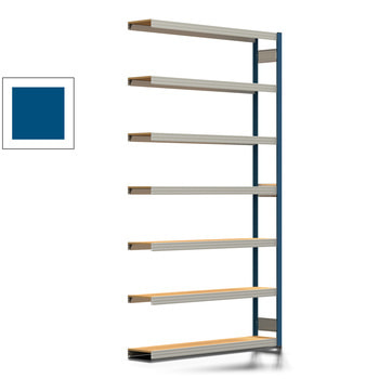 Fachbodenregal Tiefenriegel - 250 kg - 3.000 x 1.695 x 300 mm (HxBxT) - Anbauregal - enzianblau - 7 Holzböden - Lagerregal - Steckregal BERT Anbauregal | RAL 5010 Enzianblau