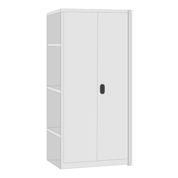 Stahlschrank mit Flügeltüren - 150 kg - 5 Fachböden - 2.000 x 1.005 x 500 mm (HxBxT) - Anbaumodell - lichtgrau Anbauregal