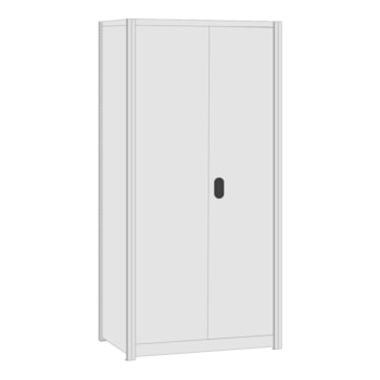 Stahlschrank mit Flügeltüren - 150 kg - 5 Fachböden - 2.000 x 1.005 x 500 mm (HxBxT) - Grundmodell - lichtgrau Grundregal