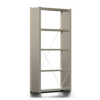 Fachbodenregal mit Seitenwand - 350 kg - 2.000 x 1.061 x 300 mm (HxBxT) - Grundregal - 5 Böden - verzinkt - Lagerregal - Steckregal - BERT Fachbodenregal mit Seitenwand - 350 kg - 2.000 x 1.061 x 300 mm (HxBxT) - Grundregal - 5 Böden - verzinkt - Lagerregal - Steckregal - BERT