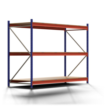 Weitspannregal EMMA - 2.000 x 2.700 x 1.000 mm (HxBxT) - Fachlast 700 kg - Holzböden - Lagerregal - Grundregal Weitspannregal EMMA - 2.000 x 2.700 x 1.000 mm (HxBxT) - Fachlast 700 kg - Holzböden - Lagerregal - Grundregal